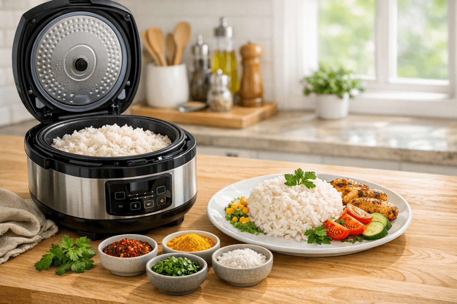 Composição gastronômica com pratos e ingredientes